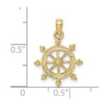 10K 2-D Engraved Ship Wheel Charm - Image 2