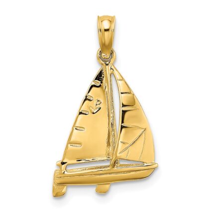 10K 3-D Polished Sailboat Charm