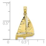 10K 3-D Polished Sailboat Charm - Image 3