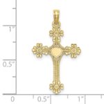 10K Beaded Tip Cross w/ Heart Center Charm - Image 3