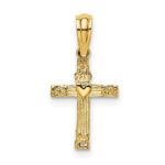 10K Textured Mini Cross w/ Heart Charm