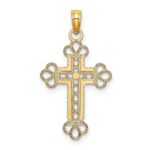 10K Textured and Cut-Out W/ Rope Frame Block Cross Charm - Image 4