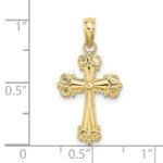 10K Cross W/ Scroll Tips and Button Center Charm - Image 3