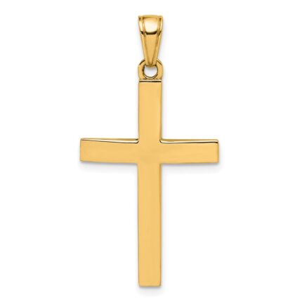 10K Polished Beveled Cross Charm