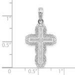 10K White Gold Textured w/ Lace Trim Cross Charm - Image 3