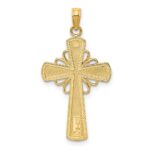 10K Polished W/ Beaded Edge Grid Accent Cross Charm - Image 4