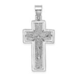 10K White Gold Textured Crucifix w/ Frame Charm