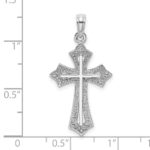 10K White Gold Beaded Cross Charm - Image 3