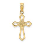 10K Cut-Out and Flat Cross W/ Flower Charm