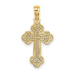 10K Lace Center Budded Cross Charm - Image 4