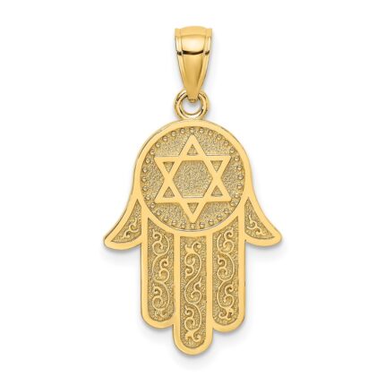 10K Hamsa W/ Star Of David Charm