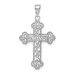 10K White Gold Textured  Beaded Edge Cross Charm