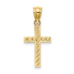 10K Beaded and Polished Cross Charm - Image 4