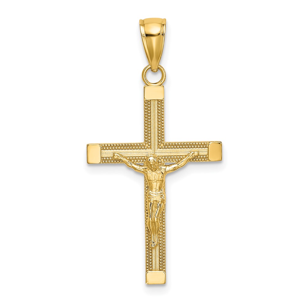 10K8584.jpg 10K Polished and Textured Crucifix Charm - Image 1