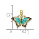 10K Small Aqua Enameled Wings Butterfly Charm - Image 3