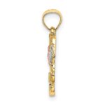 10K Two-tone w/White Rhodium Flower In Heart Charm - Image 2