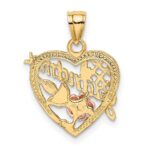 10K Two-tone w/White Rhodium #1 GRANDMA In Heart Charm - Image 4