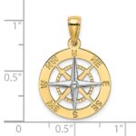 10K w/Rhodium Nautical Compass White Needle Charm - Image 3