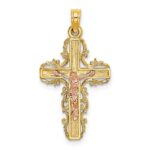10K Two-Tone w/ Lace Trim Crucifix Charm