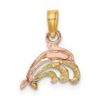 10K Two-Tone W/White Rhodium Dolphin and Wave Charm - Image 4