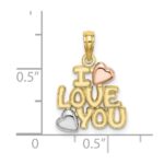 10K Two-tone w/Rhodium I LOVE YOU  W/ Hearts Charm - Image 3
