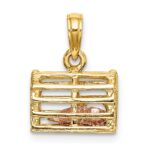 10K Two-tone 3D Lobster Trap W/Moveable Lobster Pendant - Image 4