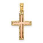 10k Two-tone Polished Cross Charm