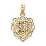 10K Two-tone w/Rhodium Small Angel In Heart Charm - Image 4