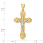 10K W/ Rhodium Crucifix W/ Scrolled Tips Charm - Image 3