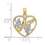 10K W/ Rhodium Beaded Heart W/ MOM Charm - Image 3
