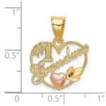 10K Two-Tone #1 GRANDMA In Heart Frame Charm - Image 3