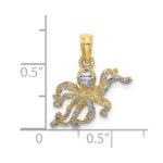 10K W/ Rhodium 2-D and Textured Octopus Charm - Image 3