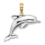 10k w/Rhodium 3-D Reversible Puffed Dolphin Charm - Image 3