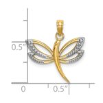 10K w/ Rhodium Textured Dragonfly Charm - Image 3