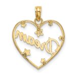 10Kw/Rhodium DREAM In Heart w/ D/C Star Accents Charm - Image 4