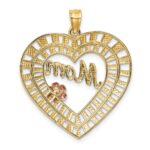 10k Two-tone w/White Rhodium D/C MOM Heart Charm - Image 4