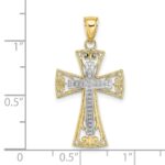 10K Two-tone 2-D and D/C Beaded Filigree Cross Charm - Image 2