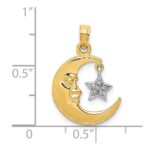 10K Two-Tone Open-Backed Half Moon and Star Pendant - Image 3