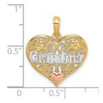 10K Two-tone w/White Rhodium GRANDMA Heart Charm - Image 3