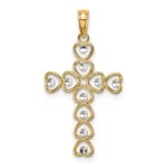 10K w/ Rhodium Hearts/Cross Pendant
