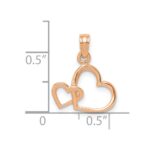 10K Rose Gold Polished Intertwined Double Heart Pendant - Image 3