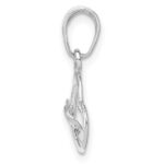 10K White Gold Polished Intertwined Double Heart Pendant - Image 2