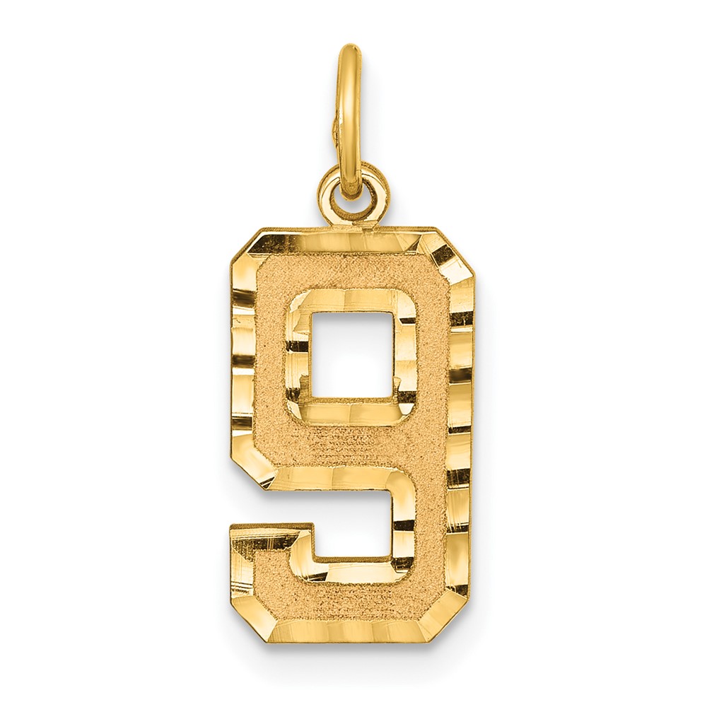 10MN09.jpg 10ky Casted Medium Diamond-cut Number 9 Charm - Image 1