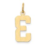 10k Medium Polished Number 3 Charm - Image 4