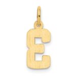 10k Small Polished Number 3 Charm - Image 4