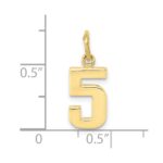 10k Small Polished Number 5 Charm - Image 3