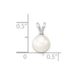 10k White Gold 7-8mm White Round Freshwater Cultured Pearl Pendant - Image 4