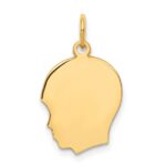 10K Plain Medium .013 Gauge Facing Right Engravable Boy Head Charm - Image 3