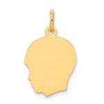 10K Plain Medium .013 Gauge Facing Left Engravable Boy Head Charm
