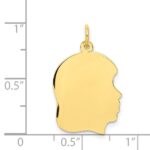 10K Plain Medium .013 Gauge Facing Right Engravable Girl Head Charm - Image 2